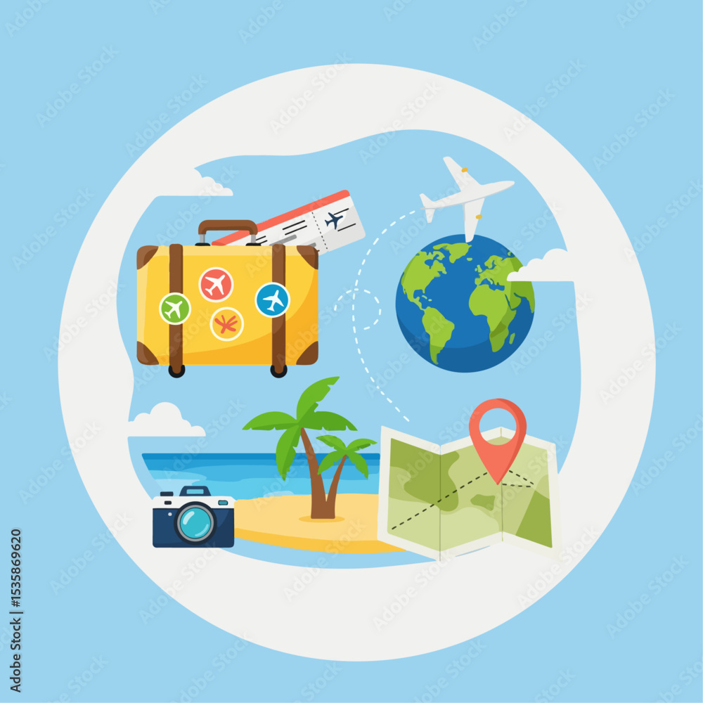 Obraz premium Sem título-1 viaTravel and Tourism Essentials Flat Set