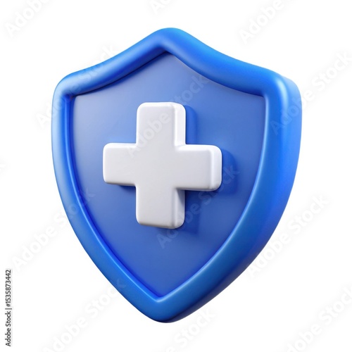 3d render of blue shield with white cross