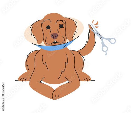 Cute dog hairstyling process cartoon