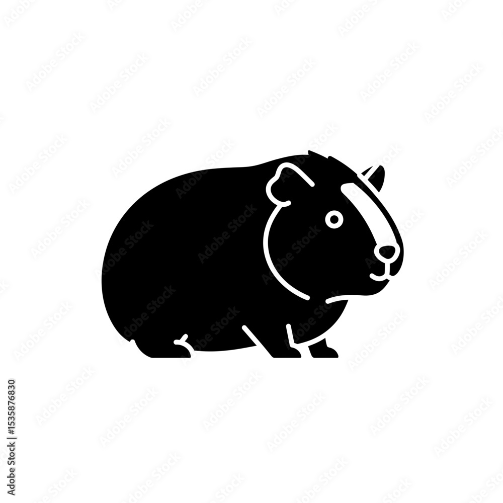 Obraz premium Guinea pig silhouette in a simple, minimalist design 
