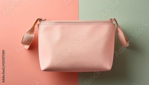 creative mockup featuring single pouch suspended against pastel background showcasing its sleek design and versatility this evokes sense of modernity and minimalism