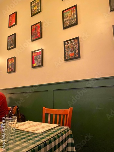 Sticker Vintage Restaurant Interior Featuring Magazine Wall