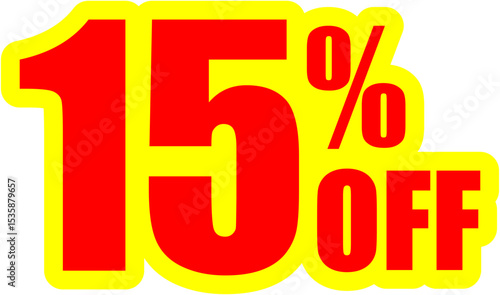 15 Percent Off Discount Coupon Template – Promotional Voucher Ticket Design for Sale, Special Offer, Deal, Shopping, or Business Marketing