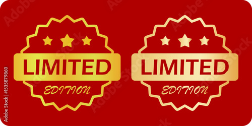 Golden Limited Stamp with Red Background – Premium Quality Label, Exclusive Badge, Luxury Limited Edition Sign for Promotion, Branding, or Product Packaging
