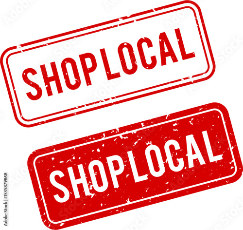 Shop Local Rectangular Sign and Buy Local Stamp – Support Small Business Badge and Community Commerce Label for Marketing, Awareness, or Promotional Campaign