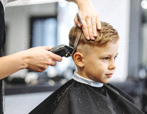 Boy getting a haircut