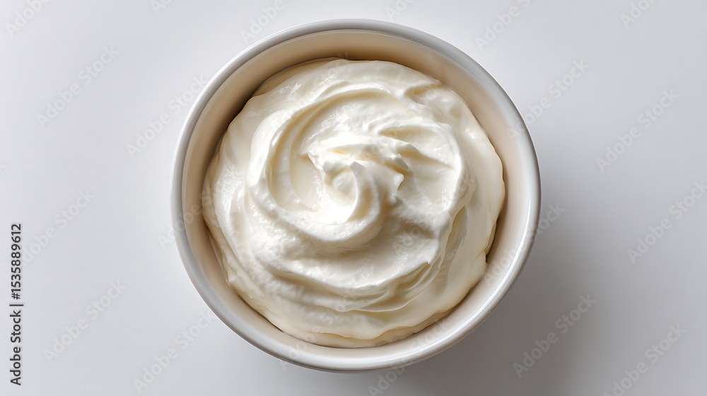Bowl of Whipped Cream on a White Background Bowl of Whipped Cream on a White Background
