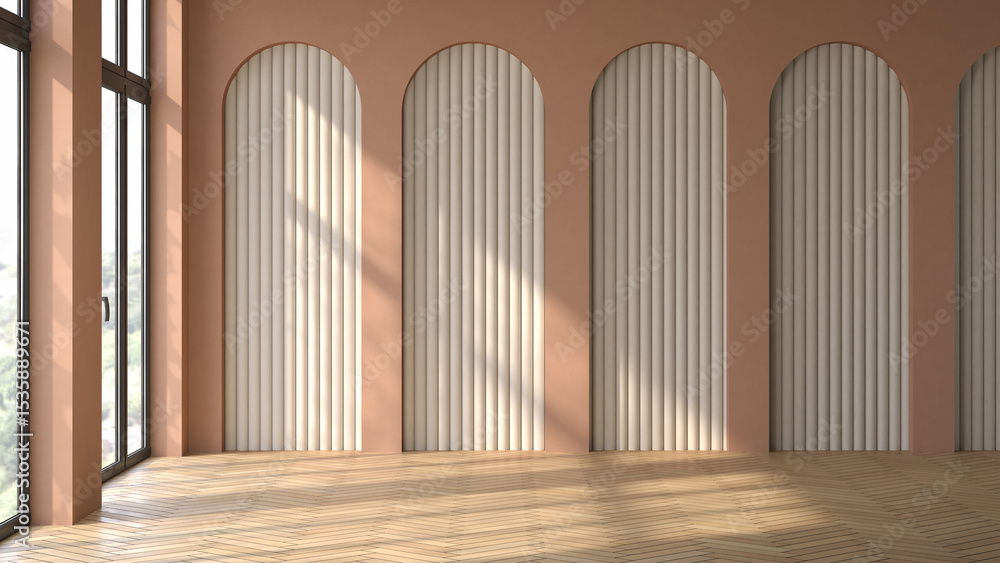 Obraz premium Empty interior room Memphis style 3d illustration