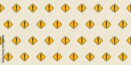 Warning signs arranged in a repetitive pattern