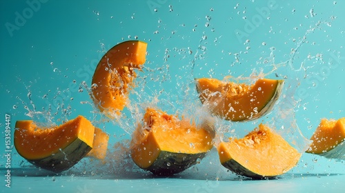 Water Explosion with Pumpkin Wedges