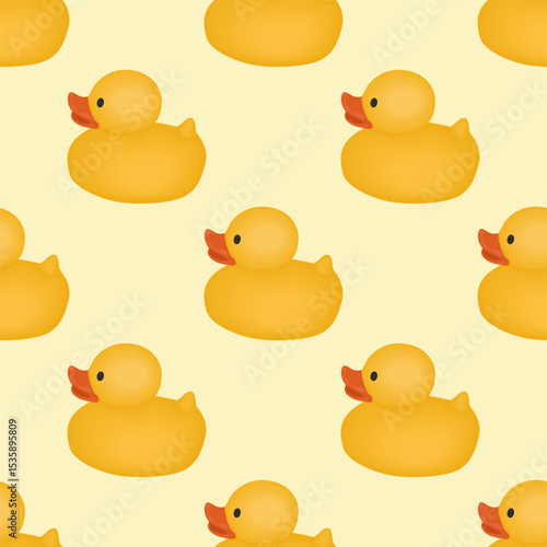 Seamless pattern with rubber duck toys - hand drawn vector illustration.