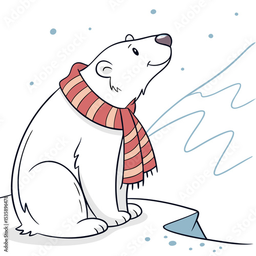 Polar Bear with a Scarf on a Cold Day