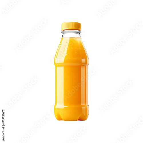 Plastic bottle of orange soft drink orange liquid, ideal for packaging,Branding and Marketing,Isolated on transparent background, png
