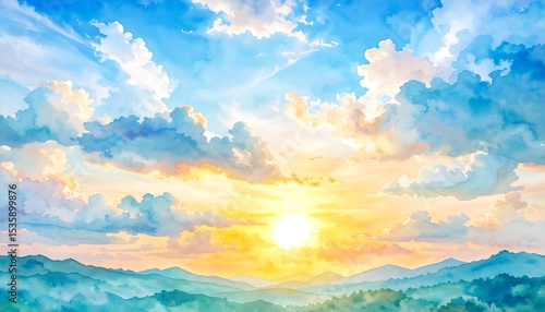 Colorful sunrise over mountains (2)