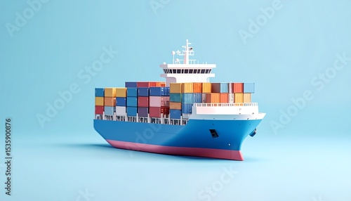 3D render of a cargo ship