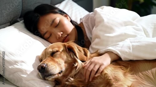 woman and her dog sleeping