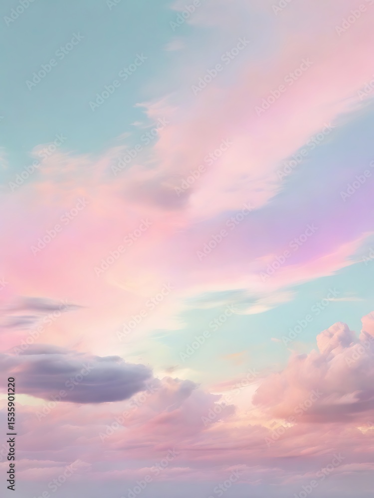 Fototapeta premium Beautiful Pastel Sky Background with Soft Clouds - Sunrise or Sunset Sky Scene
