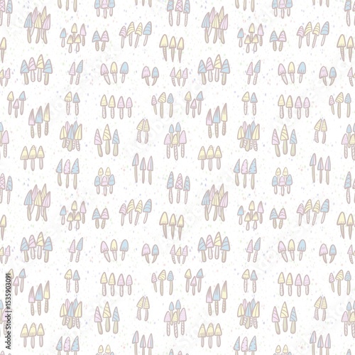 Wallpaper Mural Seamless mushrooms background hand drawn illustration  Torontodigital.ca