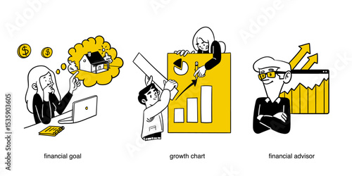 Finance and investment related vector illustrations.