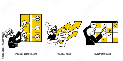 Finance and investment related vector illustrations.