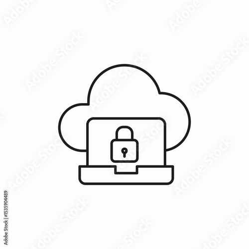 cloud laptop protection safety icon sign vector