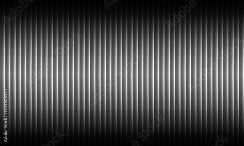Monochrome refractive illusion with vertical ribbed glass texture and dynamic layered stripe depth