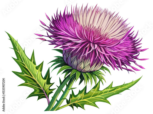 vector of Barkeh milk thistle has many medicinal properties. Isolated on transparent background