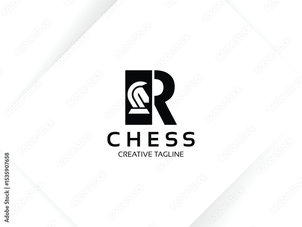 Obraz premium Letter R Chess Logo. Monogram Knight Logo