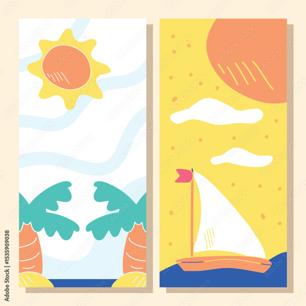 Obraz premium Summer Hand Drawn Vector Set Collection