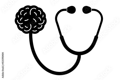 Stethoscope with Brain – Medical Intelligence, Doctor Symbol, Healthcare Innovation