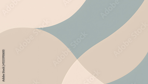 Minimalist Abstract Background with Soft Curves in Beige and Blue Tones