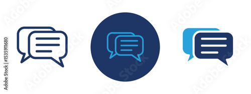 set of colored pixel perfect Chat icon 1, 1 silhouette, 1 unexpanded, Speech bubbles representing a digital chat conversation.