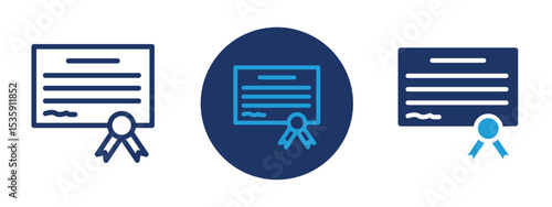 set of colored pixel perfect Diploma icon 1, 1 silhouette, 1 unexpanded, Rolled diploma certificate tied with a ribbon.
