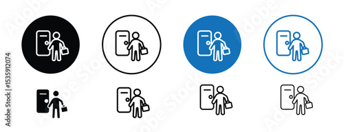 set of colored pixel perfect Exit interview icon 2, 1 silhouette, 1 unexpanded, Checklist and person walking out for offboarding.