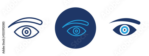 set of colored pixel perfect Eye icon 1, 1 silhouette, 1 unexpanded, Simple eye icon indicating vision or visibility.