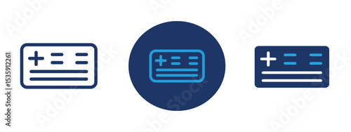 set of colored pixel perfect Health card icon 1, 1 silhouette, 1 unexpanded, Health insurance card with cross.