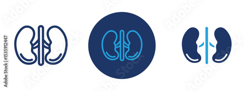 set of colored pixel perfect Kidney icon 1, 1 silhouette, 1 unexpanded, Human kidney icon symbolizing renal health and medical anatomy.
