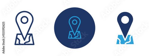 set of colored pixel perfect Location icon 1, 1 silhouette, 1 unexpanded, Pinpoint location icon commonly used for maps and navigation.