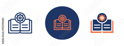 set of colored pixel perfect Manual icon 3, 1 silhouette, 1 unexpanded, User manual booklet with question mark, used for help or guidance concepts.