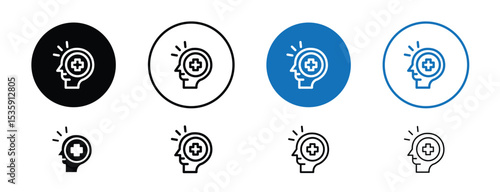 set of colored pixel perfect Mental health icon 2, 1 silhouette, 1 unexpanded, Brain icon with smile, representing mental well-being and happiness.