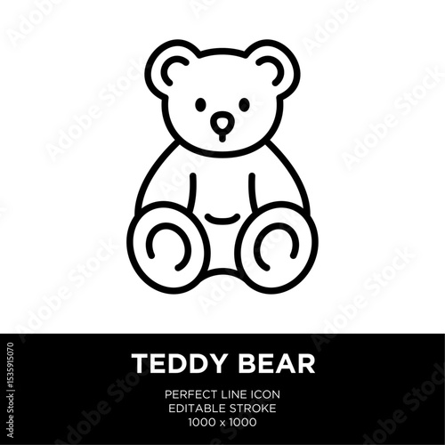 Vector line icon related to teddy bear. Perfect Line. Editable Stroke.