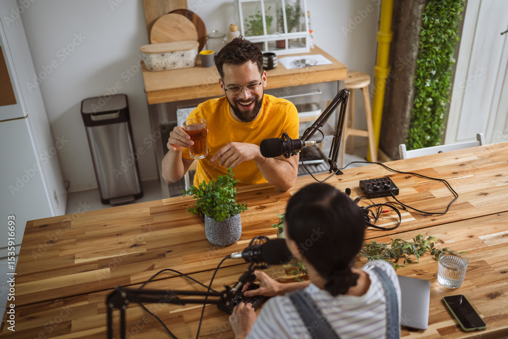 caucasian man on podcast talk about home plants and gardening caucasian man on podcast talk about home plants and gardening