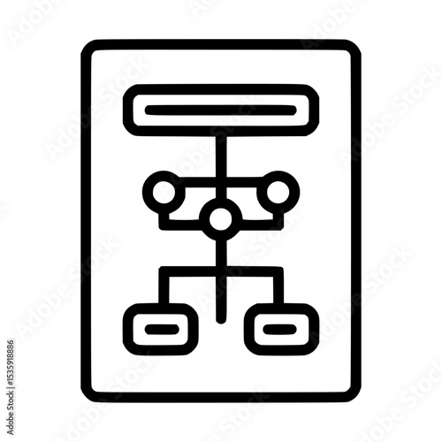 A black and white diagram illustrating a hierarchical structure with interconnected elements.