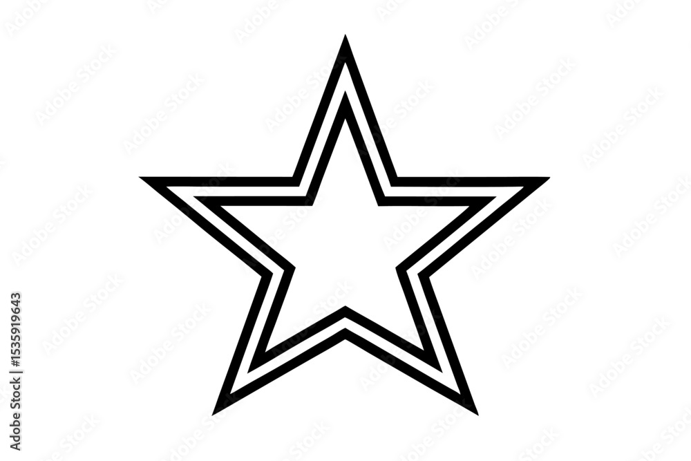 Fototapeta premium Bold Black Outlined Star Icon Double Border Graphic