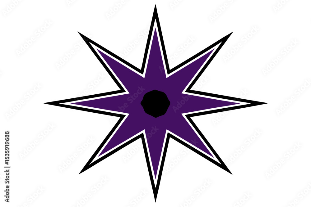 Obraz premium Purple Ten Pointed Starburst Icon Black Outline purple star