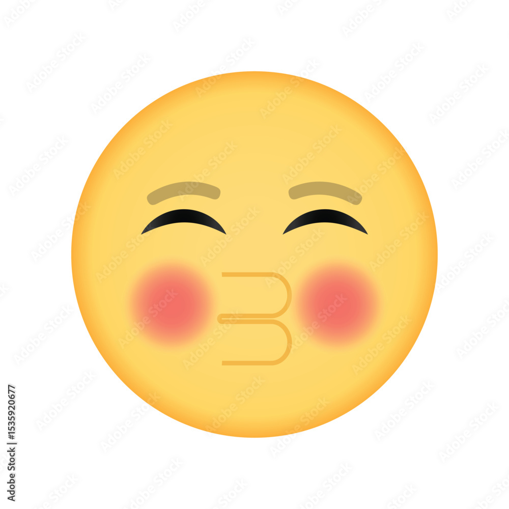 Fototapeta premium Blushing kiss emoji with closed eyes