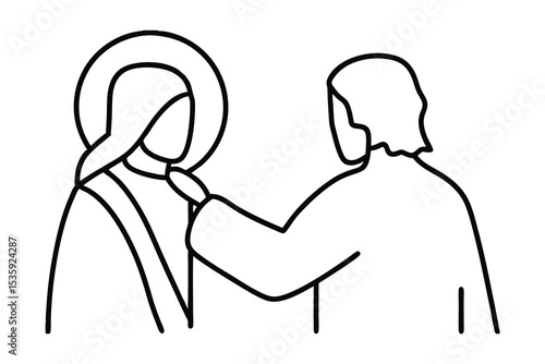 Photos Continuous line drawing jesus anointing mary
