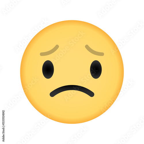 Worried face emoji with sad and anxious expression