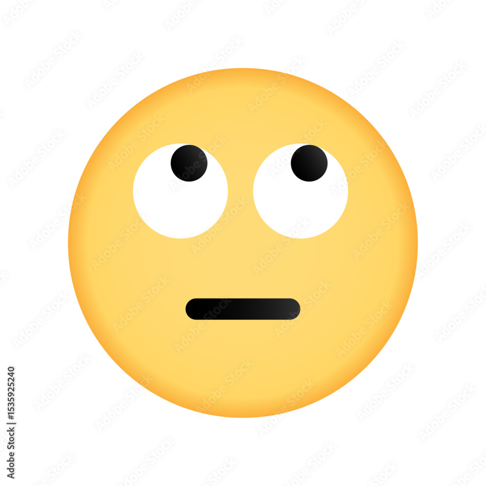 Fototapeta premium Rolling eyes emoji expressing annoyance or sarcasm