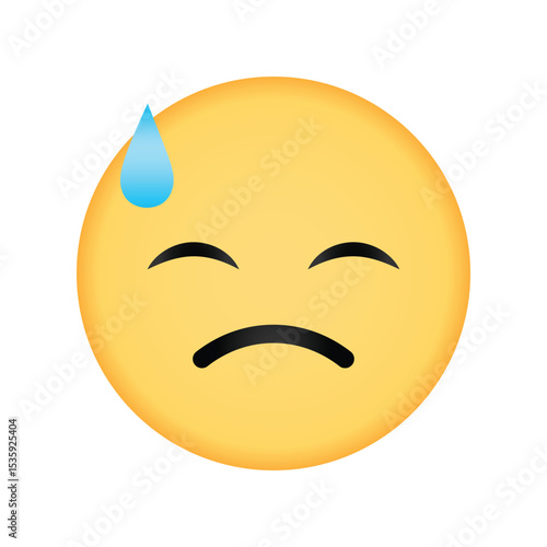 Sad face emoji with sweat drop showing stress or discomfort